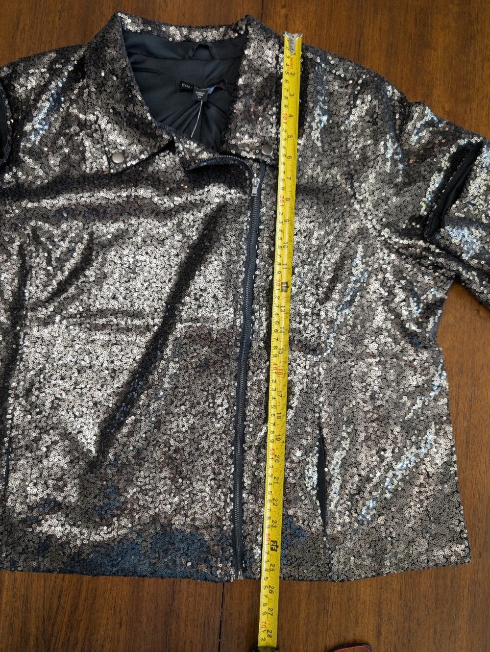 Colleen Lopez Silver Sequin Moto Jacket - Picture 9 of 12